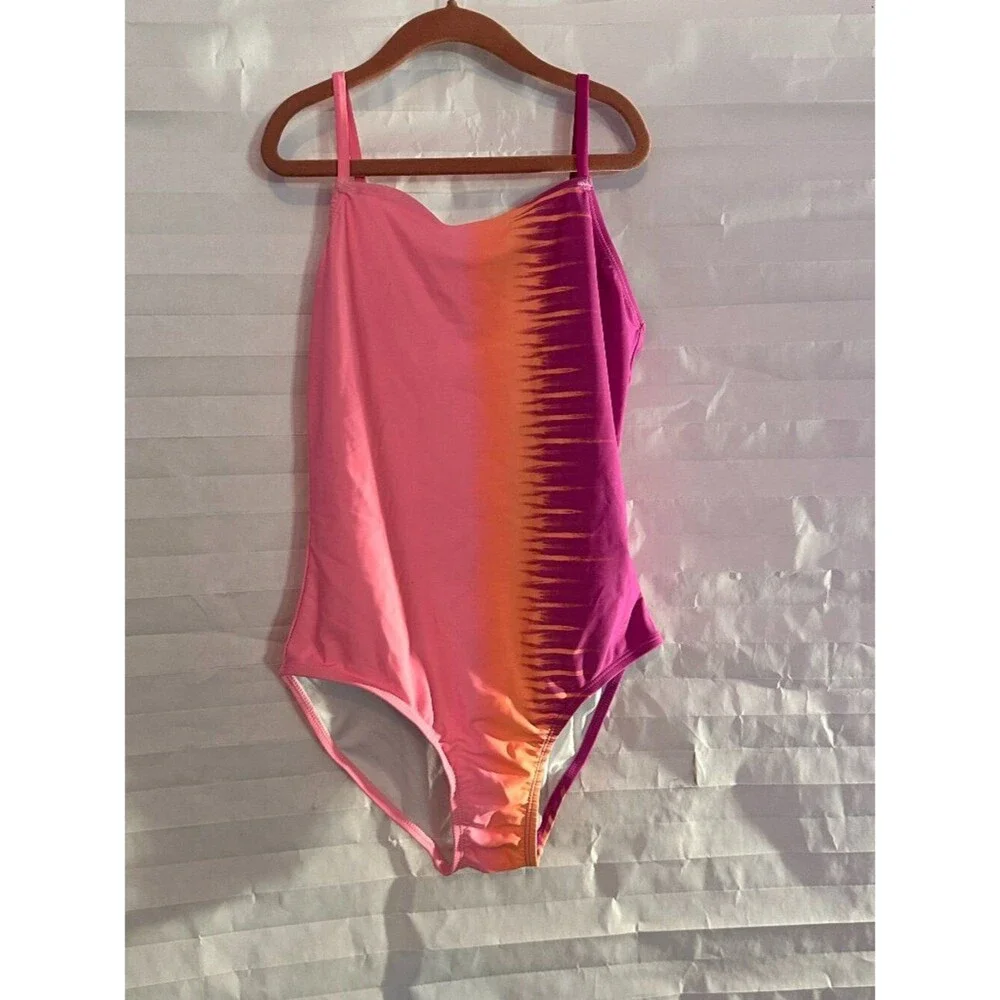 Old Navy Girls Bright Pink Orange One Piece Swimsuit XL